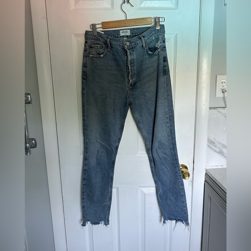 Agolde high waisted skinny Jean with raw hem